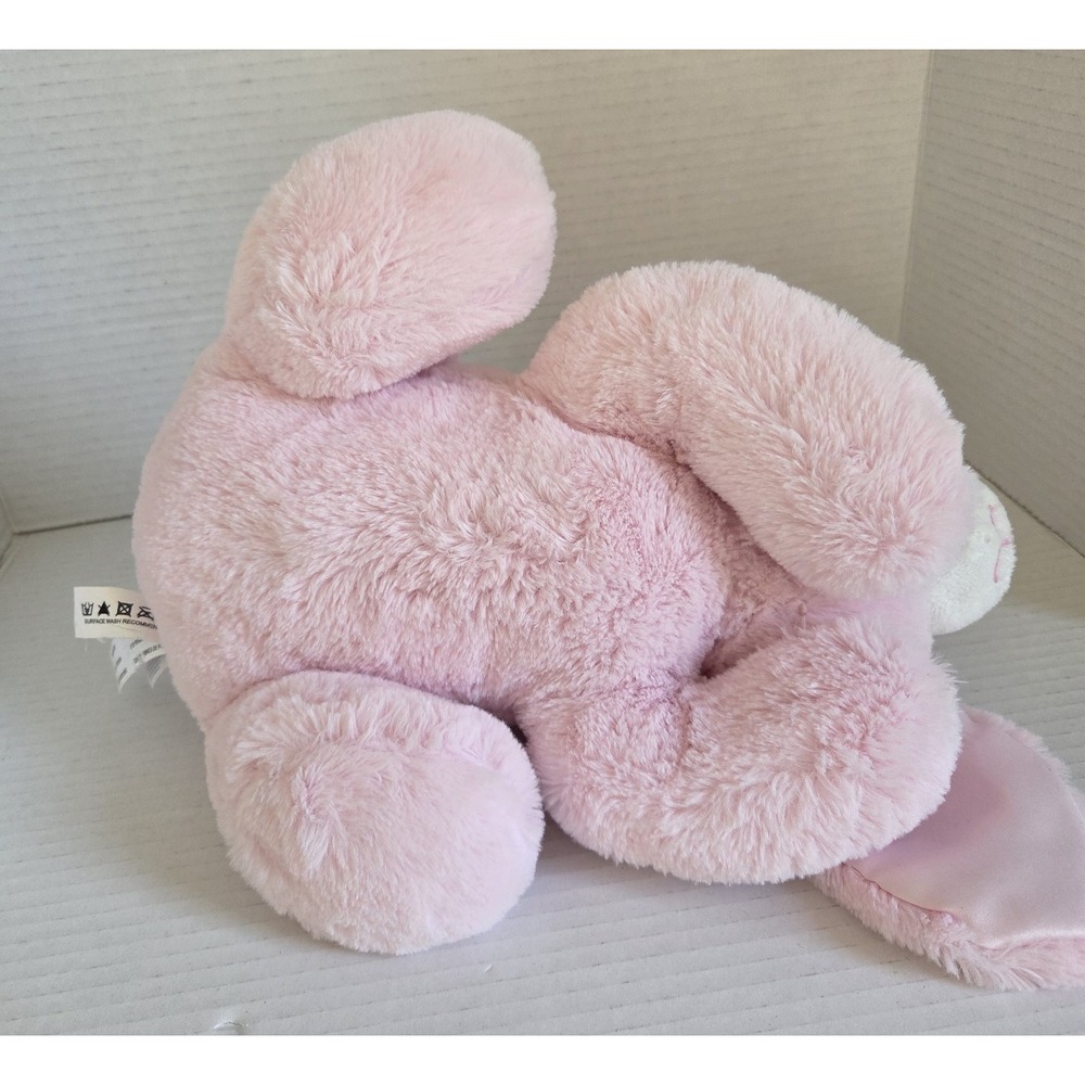 Aurora Baby Bunny Pink Stuffed Animal Plush Rabbit Lovey‎ Satin Ears 2015 12" - Picture 6 of 10